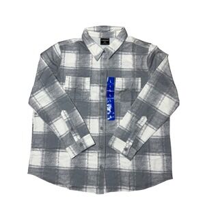 Brand New 32 Degrees Women's Plaid Flannel Shirt Gray White Size Large Cozy